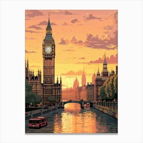 Big Ben And The House Of Parliament Pixel Art 1 Canvas Print