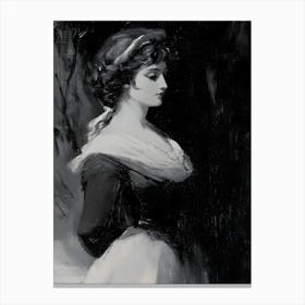 Dark Gothic Lady In Black And White Canvas Print