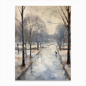 Winter City Park Painting Karlsaue Park Kassel 2 Canvas Print