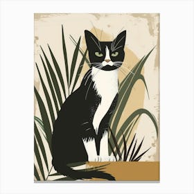 Cat With Palm Leaves Canvas Print