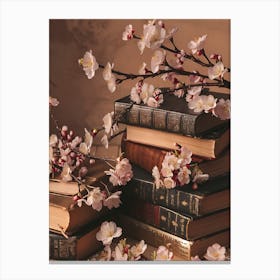 Cherry Blossoms On Books Canvas Print