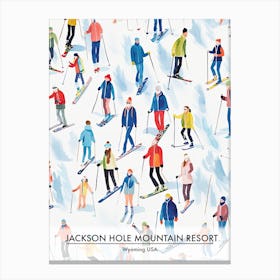 Jackson Hole Mountain Resort   Wyoming Usa, Ski Resort Poster Illustration 2 Canvas Print