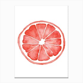 Watercolor Grapefruit Slice Canvas Print