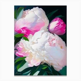 White Wings Peonies Pink Colourful 1 Painting Canvas Print
