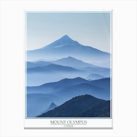 Mount Olympus Cyprus Color Line Drawing 8 Poster Canvas Print