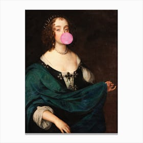Bubble Gum Portrait, Altered Art Canvas Print