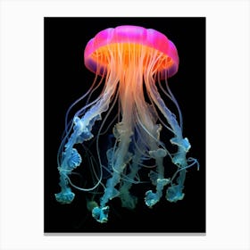 Moon Jellyfish Neon Illustration 4 Canvas Print