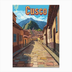 Aihrgdesign A Retro Travel Poster For Cusco Featuring The Anc D37035ba 9067 43ee 9342 Fe41436fc208 1 Canvas Print