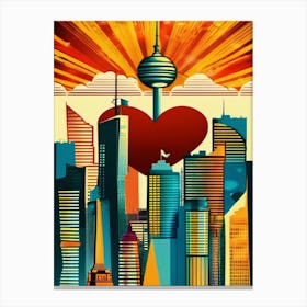 Valentine's In The City, Retro Pop Art, Vintage Canvas Print