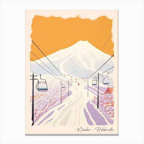 Poster Of Niseko   Hokkaido, Japan, Ski Resort Pastel Colours Illustration 3 Canvas Print