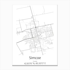 Simcoe,Canada Minimalist Map Canvas Print