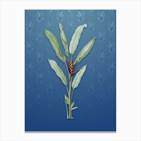 Vintage Parrot Heliconia Botanical on Bahama Blue Pattern n.0187 Canvas Print
