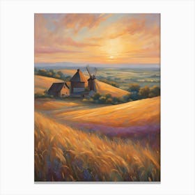 Sunset In The Wheat Field 2 Canvas Print