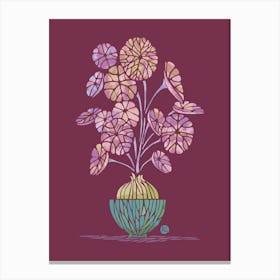 Watercolor Stephania Erecta leaves [plum-red] Canvas Print