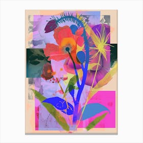 Poppy 3 Neon Flower Collage Canvas Print