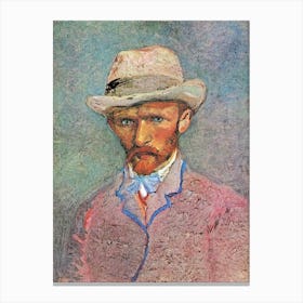 Self Portrait With A Gray Straw Hat (1887), Vincent Van Gogh Canvas Print