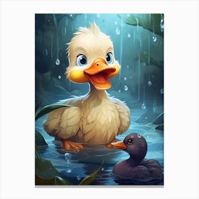 Cartoon Mother Duck And Duckling 3 Canvas Print