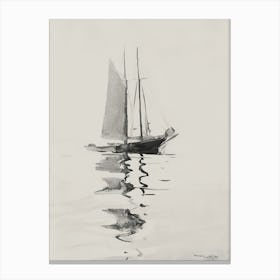 Sail Boat Balck and White Ink Drawing Canvas Print
