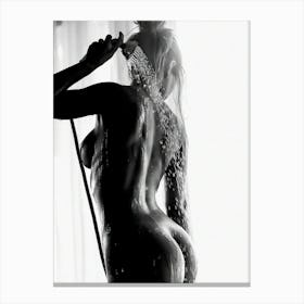 Naked Woman In Bath Black And White Sexy Bathroom Canvas Print