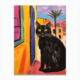 Painting Of A Cat In Luxor Egypt 2 Canvas Print