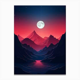 Landscape With A Full Moon Canvas Print