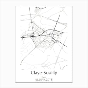 Claye Souilly,France Minimalist Map Canvas Print