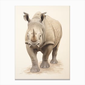 Rhino Walking Illustration Canvas Print