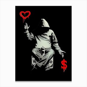 Banksy Love Over Money Wall 1 Canvas Print