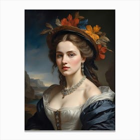 Elegant Classic Woman Portrait Painting (11) Canvas Print