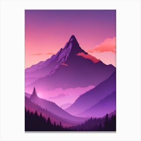 Misty Mountains Vertical Composition In Purple Tone 5 Canvas Print