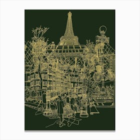 Paris! (Olive) Canvas Print