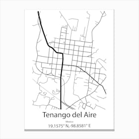 Tenango Del Aire,Mexico Minimalist Map Canvas Print