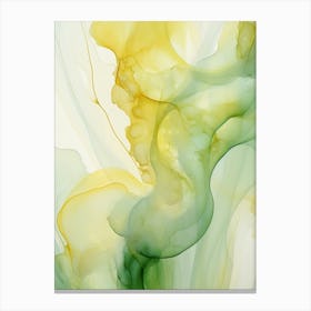 Green, White, Gold Flow Asbtract Painting 6 Canvas Print