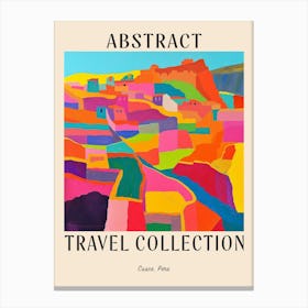 Abstract Travel Collection Poster Cusco Peru 4 Canvas Print