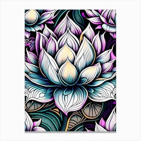 Lotus Flower Repeat Pattern Graffiti 4 Canvas Print