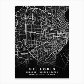 St Louis Missouri USA Black Map Canvas Print