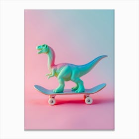 Pastel Toy Dinosaur On A Skateboard 4 Canvas Print