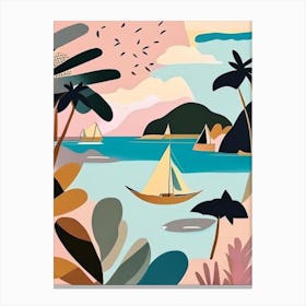 Maluku Islands Indonesia Muted Pastel Tropical Destination Canvas Print