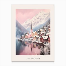 Dreamy Winter Painting Poster Hallstatt Austria 4 Canvas Print