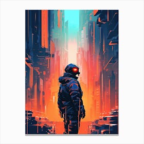 Futuristic City, cyberpunk neon art Canvas Print