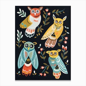 Folk Style Bird Painting Great Horned Owl 1 Canvas Print