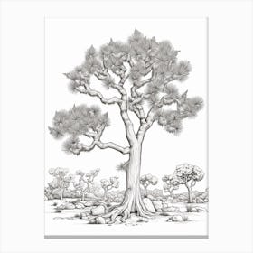  Detailed Drawing Of A Joshua Tree In The Style Of Jam 2 Canvas Print