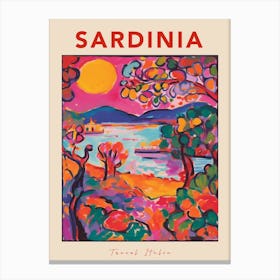 Sardinia Italia Travel Poster Canvas Print