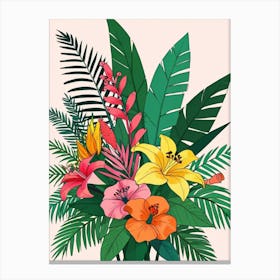 Tropical Flowers In A Vase Canvas Print