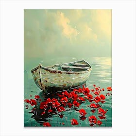 Poppies And The Boat Canvas Print