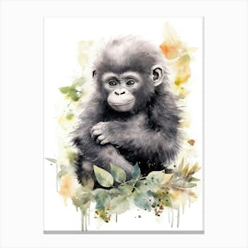 Baby Gorilla Art Watercolour Nursery 2 Canvas Print