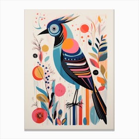 Colourful Scandi Bird Partridge 4 Canvas Print