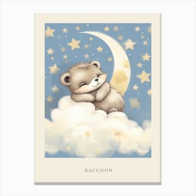 Sleeping Baby Raccoon 1 Nursery Poster Canvas Print