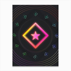 Neon Geometric Glyph in Pink and Yellow Circle Array on Black n.0218 Canvas Print