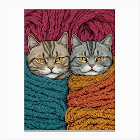 Two Cats Wrapped In Yarn Canvas Print